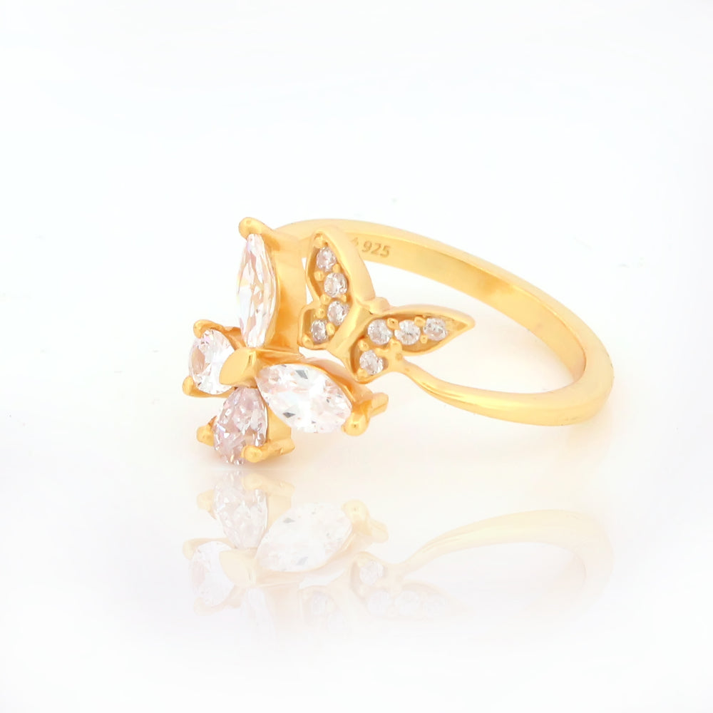 BUTTERFLY  GOLD PLATED SILVER  RING FOR WOMEN