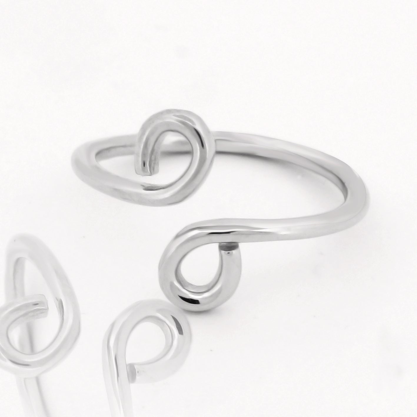 Spiral Ring Intertwined Swirl Stackable Bypass Ring, Hallmarked 925 Sterling Silver White Gold casual wear