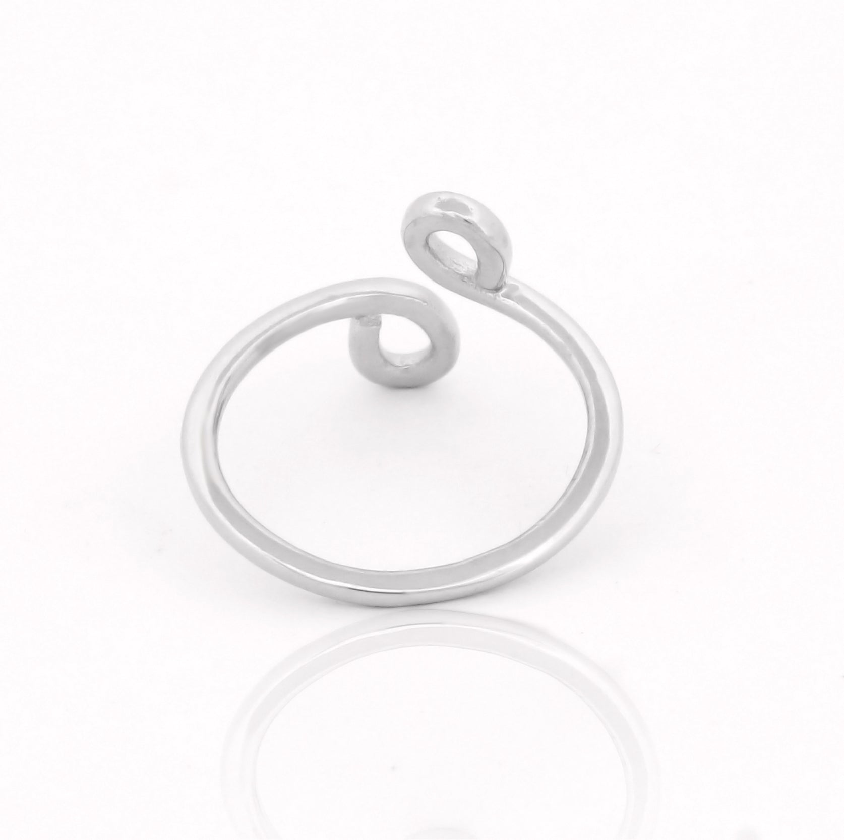 Spiral Ring Intertwined Swirl Stackable Bypass Ring, Hallmarked 925 Sterling Silver White Gold casual wear
