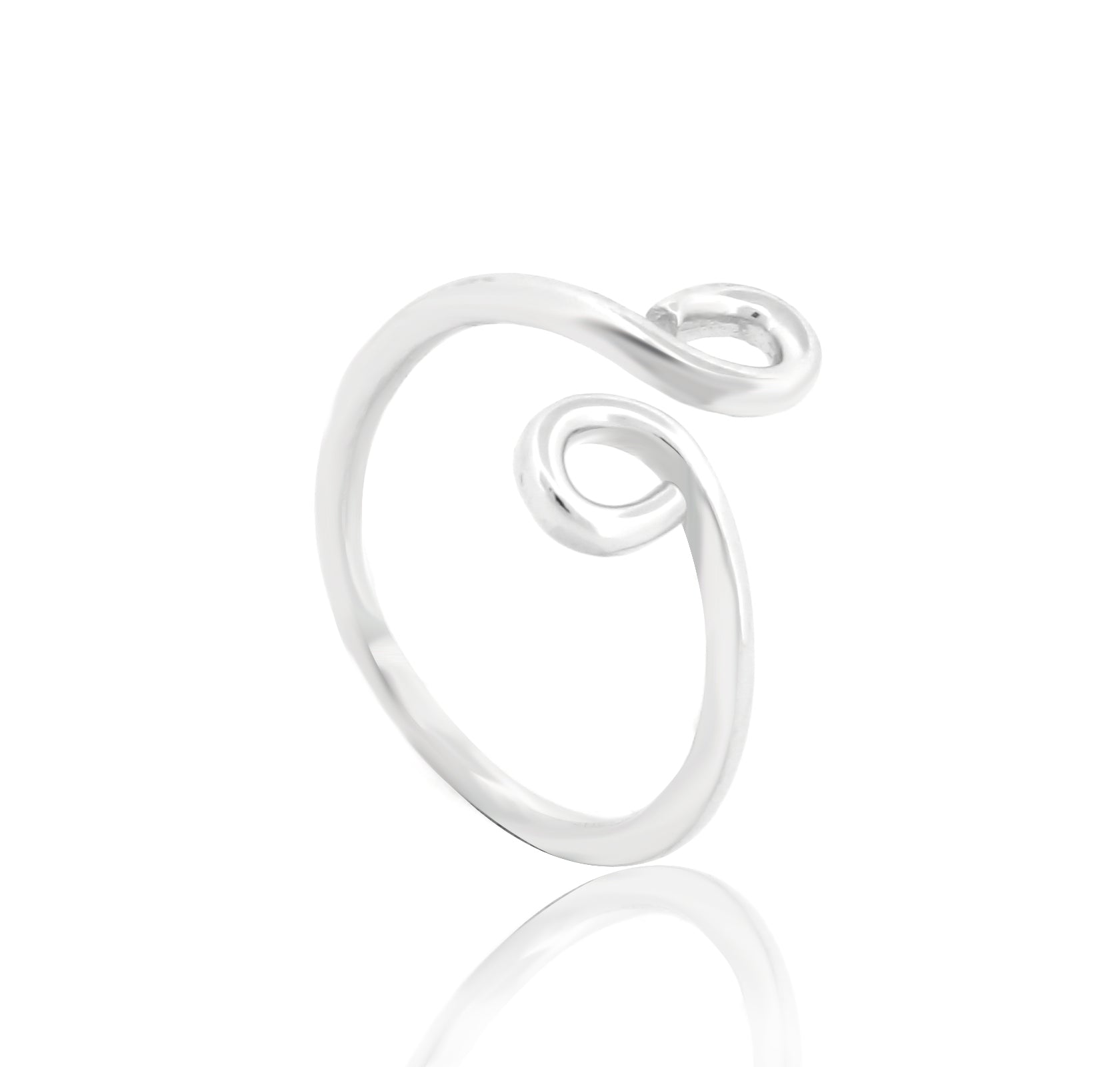 Spiral Ring Intertwined Swirl Stackable Bypass Ring, Hallmarked 925 Sterling Silver White Gold casual wear