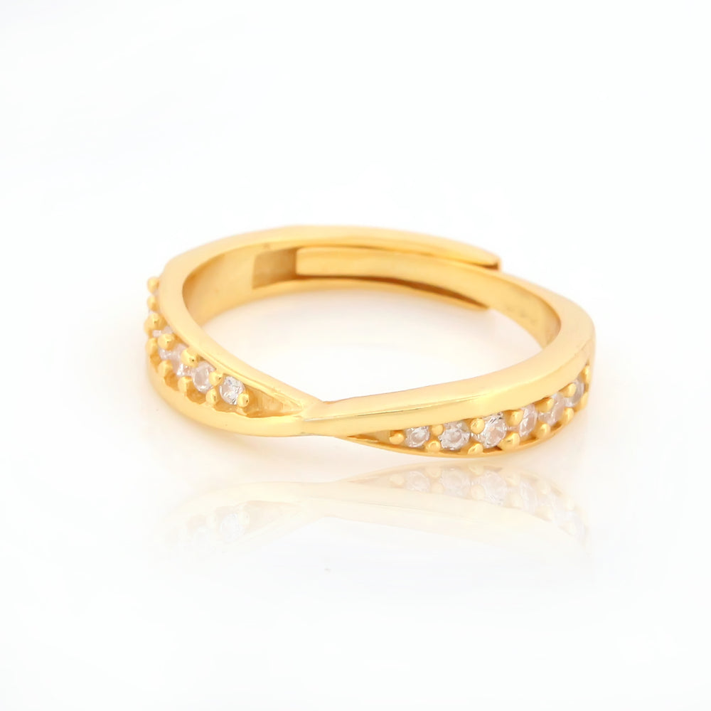 925 Sterling Silver CZ Stone Gold Plated Ring For Women By Kesardeep