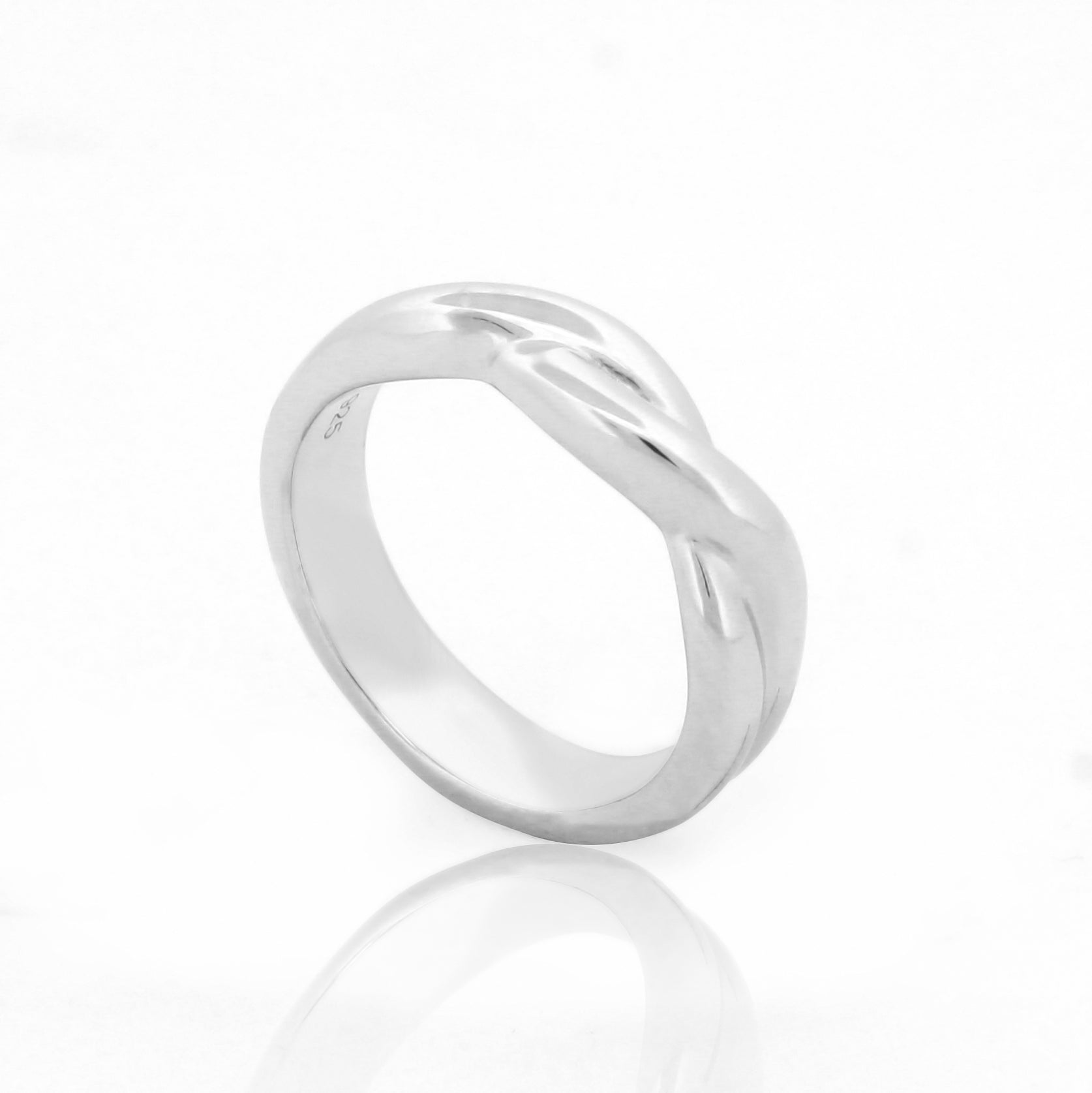 925 Sterling Silver White Gold Plated Crossover Love Knot Ring for Women – Elegant Proposal & Casual Wear Jewelry