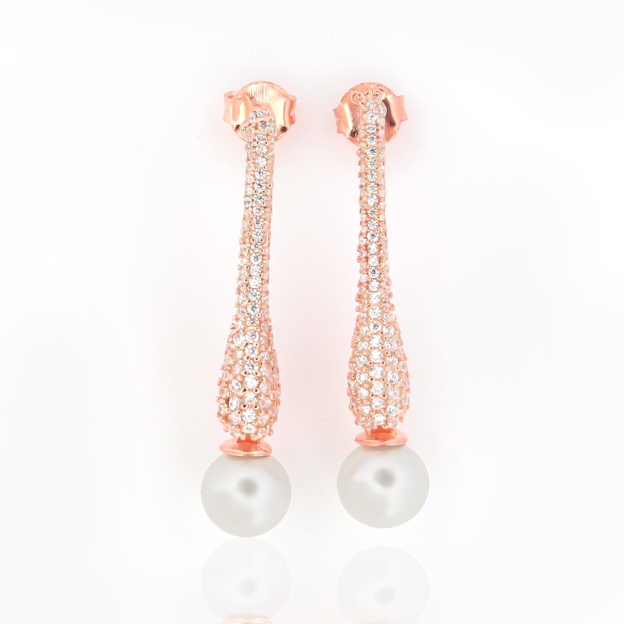PEARL  ROSE GOLD PLATED EARRING