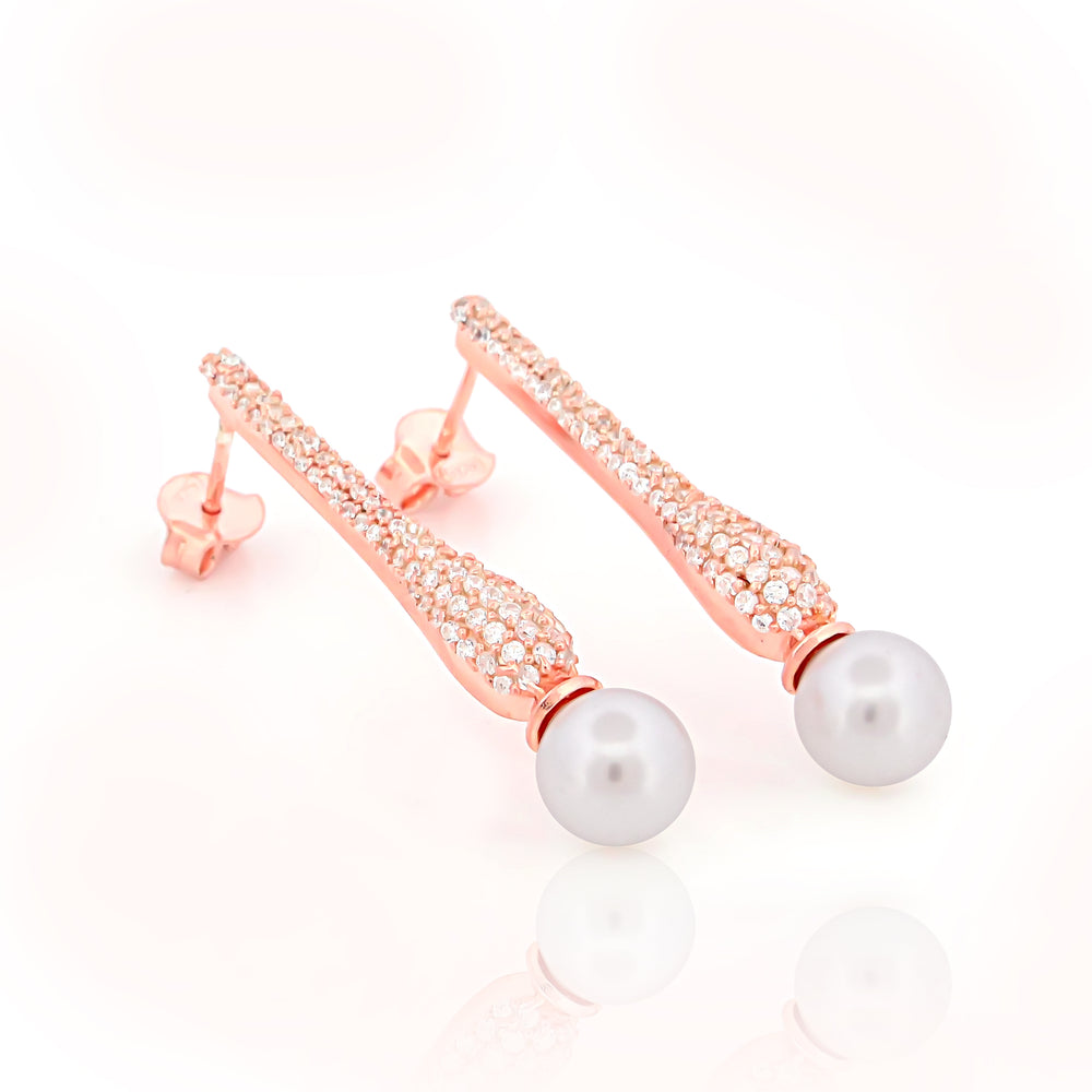 PEARL  ROSE GOLD PLATED EARRING