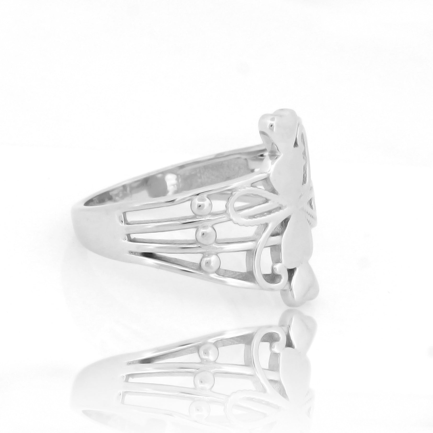 Flower Shape Cocktail Ring – Hallmarked 925 Sterling Silver White Gold Plated | Elegant Casual Wear Jewelry for Women