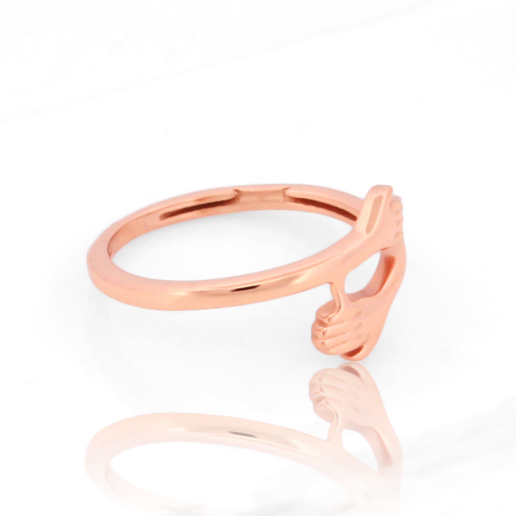Beautiful Couple Hug Hand Ring Rose Gold Plated- Hallmarked 925 Sterling Silver
