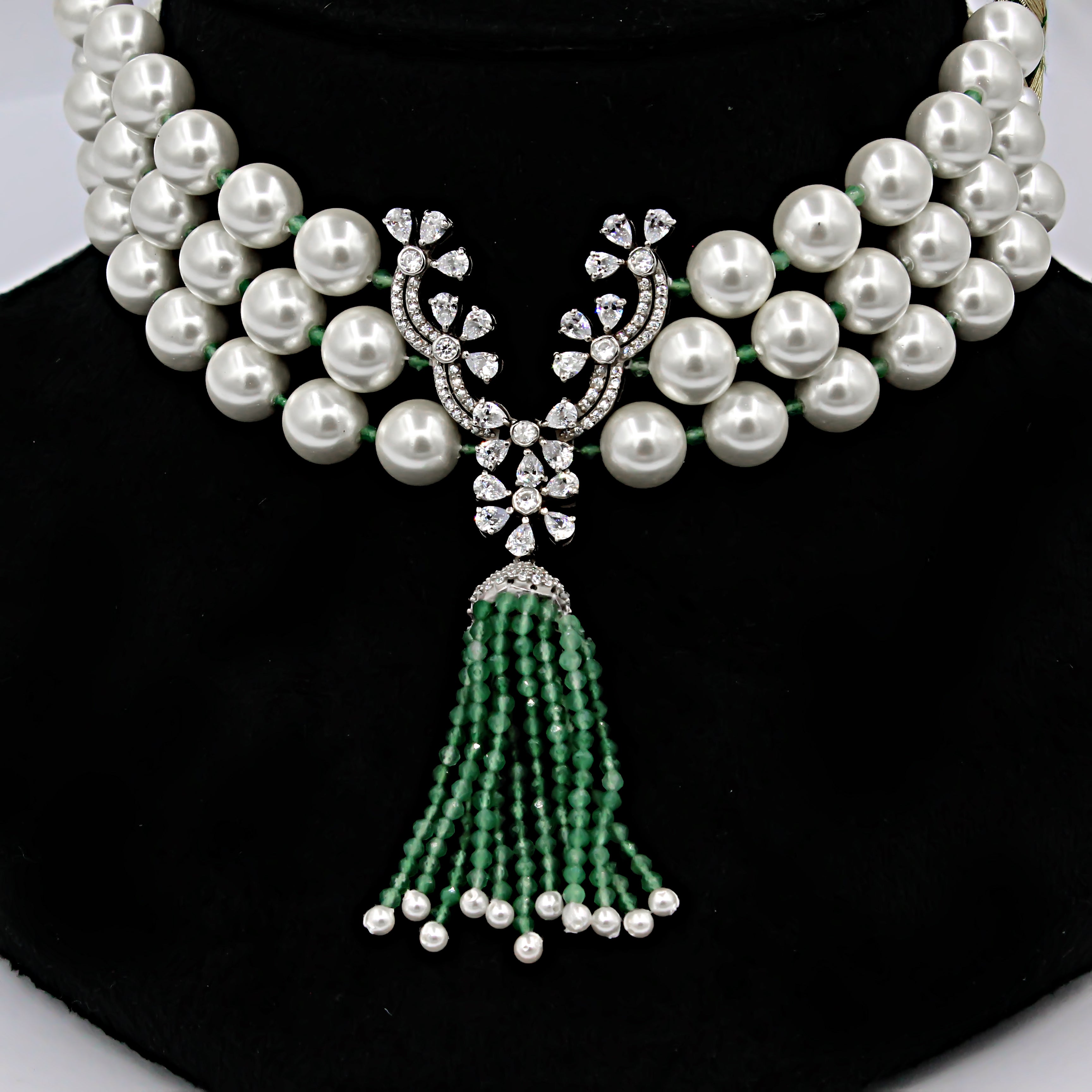 925 Sterling Silver CZ Stone Light Weight Necklace For Women By Kesardeep