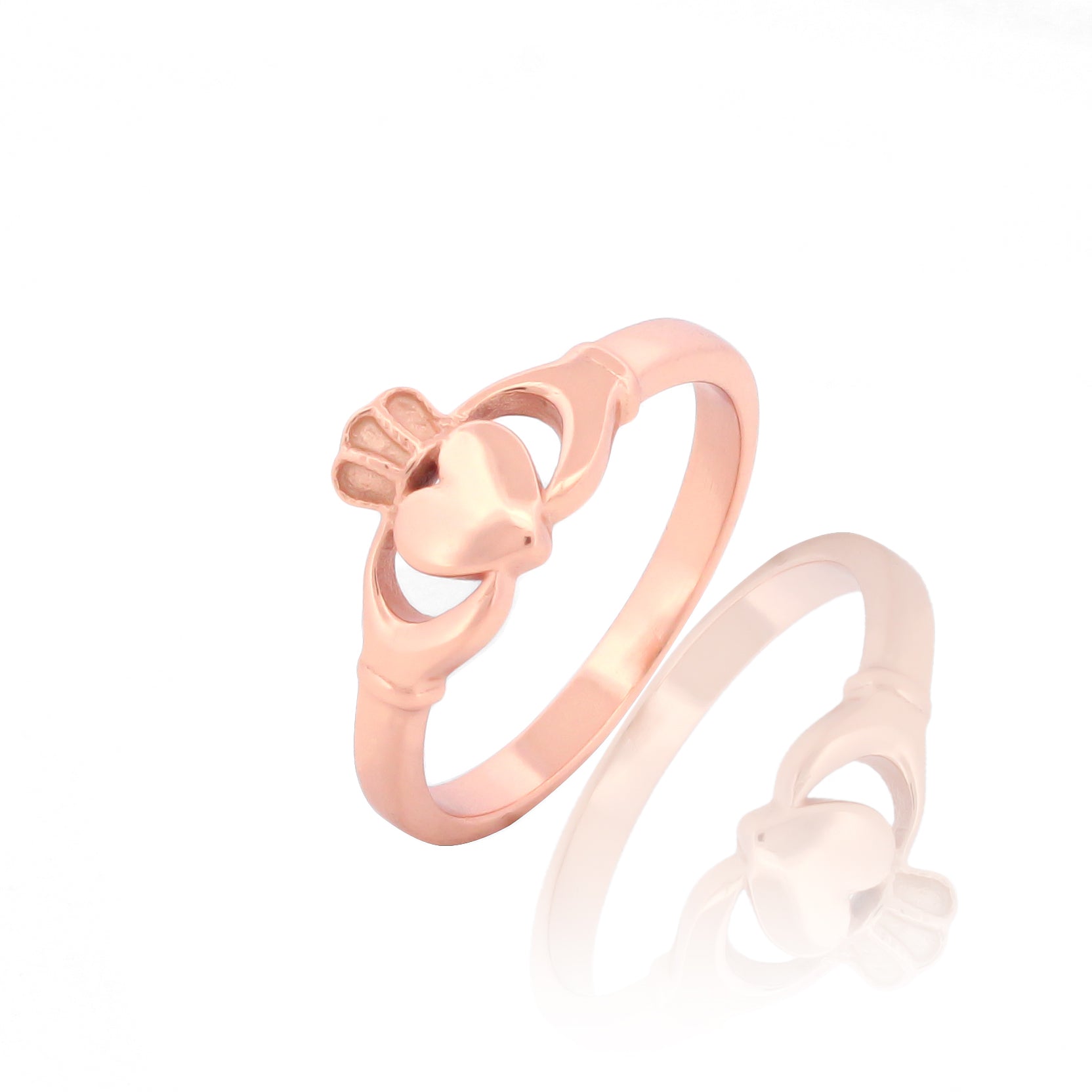 valentine Claddagh Promise Irish Ring for Her Rose Gold Plated, Hallmarked 925 Sterling Silver Rose Gold