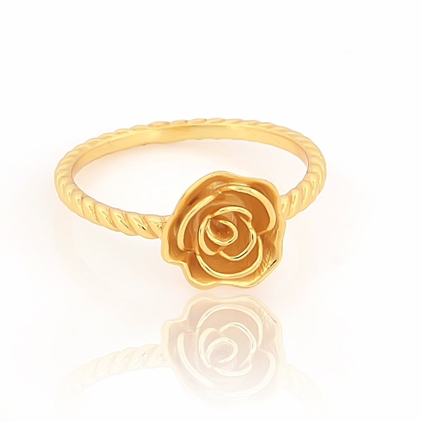 Designer Rose Petal Flower Ring, Hallmarked 925 Sterling Silver