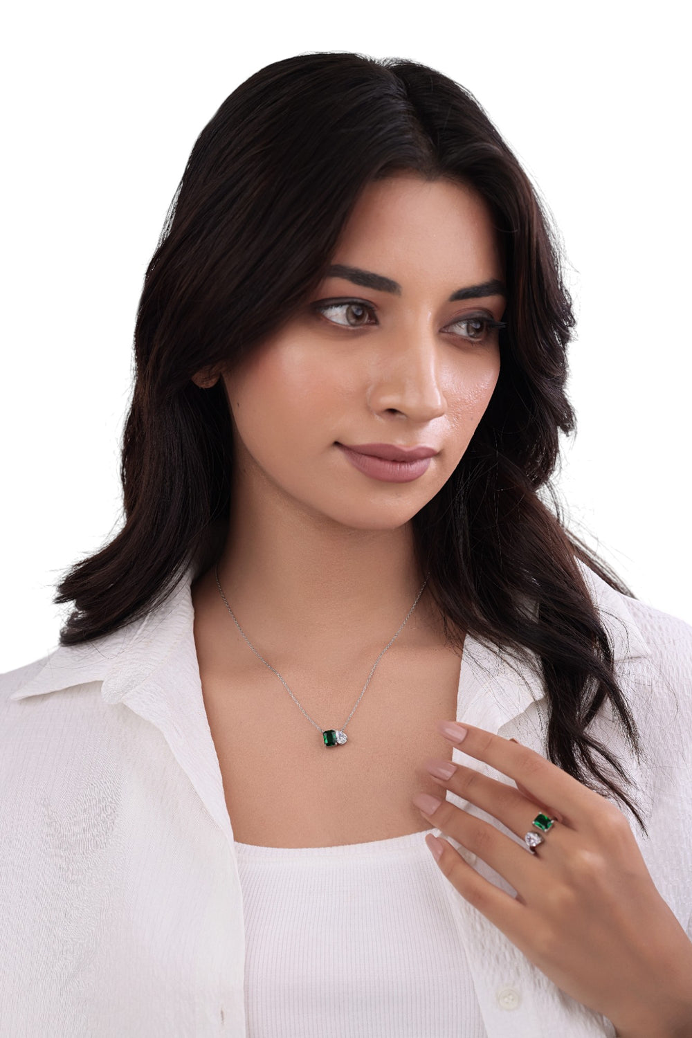 Elegant 925 Sterling Silver CZ Stone Light Weight Pendant with Ring For Women By Kesardeep