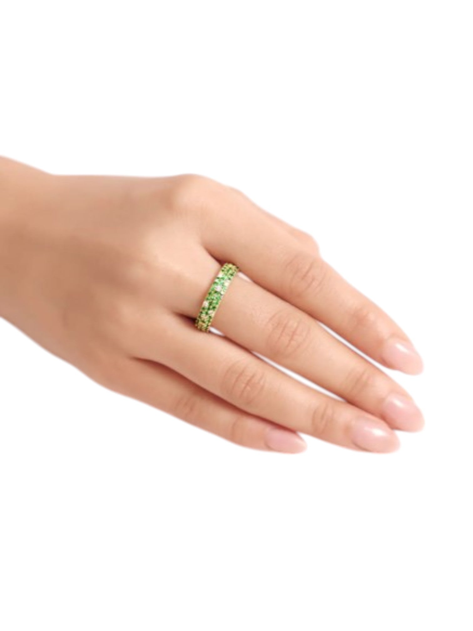 Emerald Enigma Diamond 925 Silver Gold Plated CZ Stone Light Weight Band For Women By Kesardeep