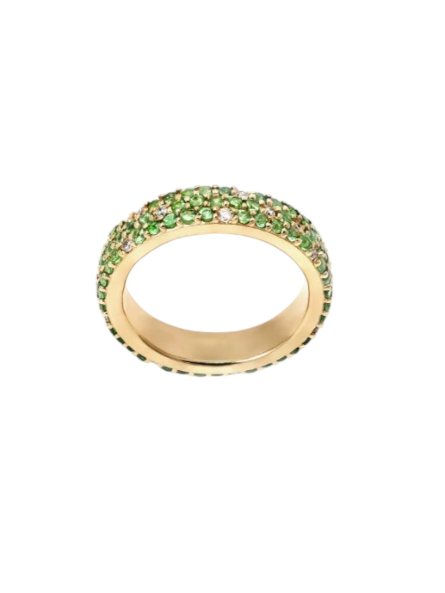 Emerald Enigma Diamond 925 Silver Gold Plated CZ Stone Light Weight Band For Women By Kesardeep