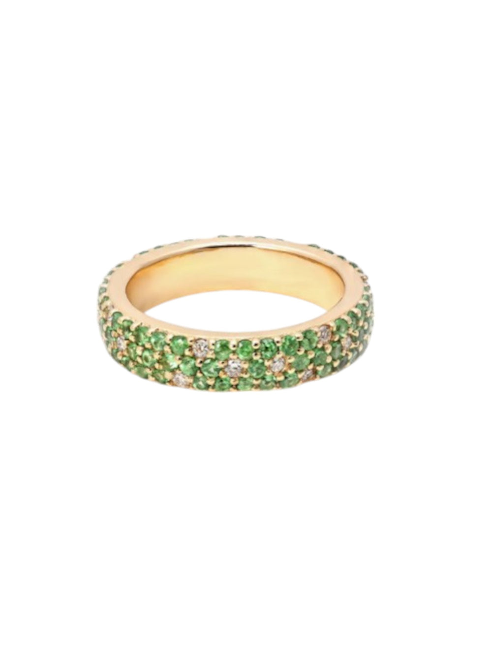 Emerald Enigma Diamond 925 Silver Gold Plated CZ Stone Light Weight Band For Women By Kesardeep