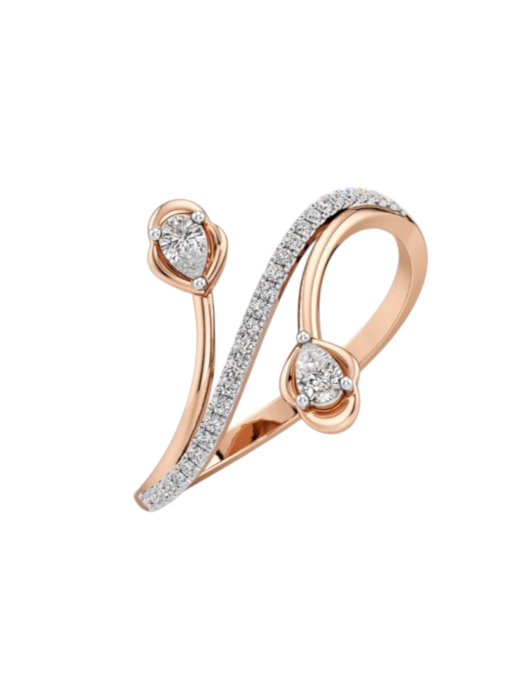Miss Twist Queenie Statement Sterling Silver Rose Gold Plated CZ Stone Light Weight Ring For Women By Kesardeep