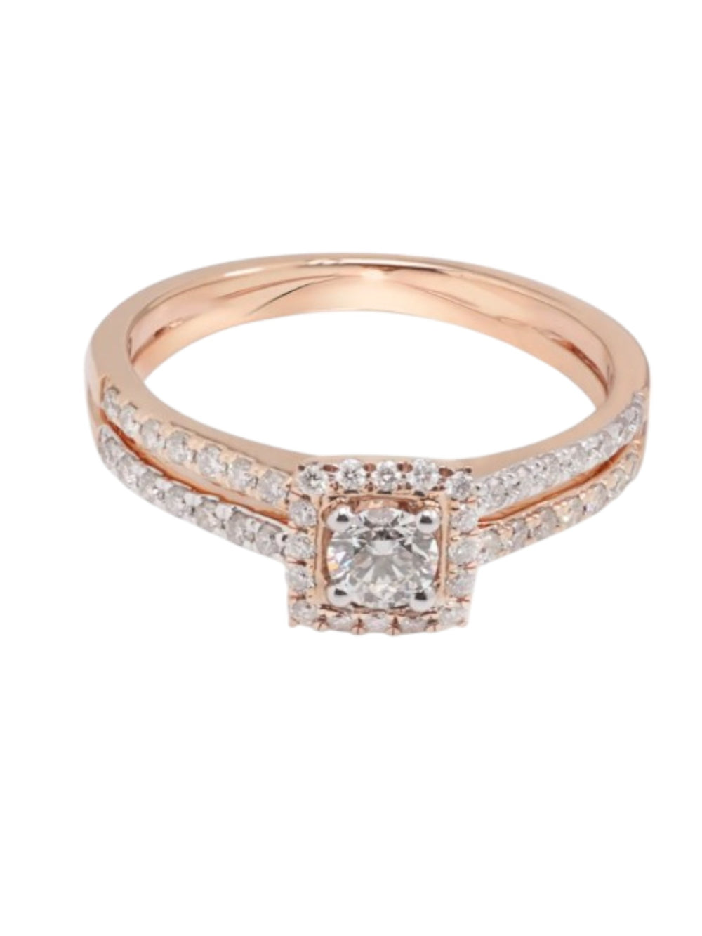 Solitaire Engagement 925 Sterling Silver Rose Gold Plated CZ Stone Light Weight Ring For Women By Kesardeep