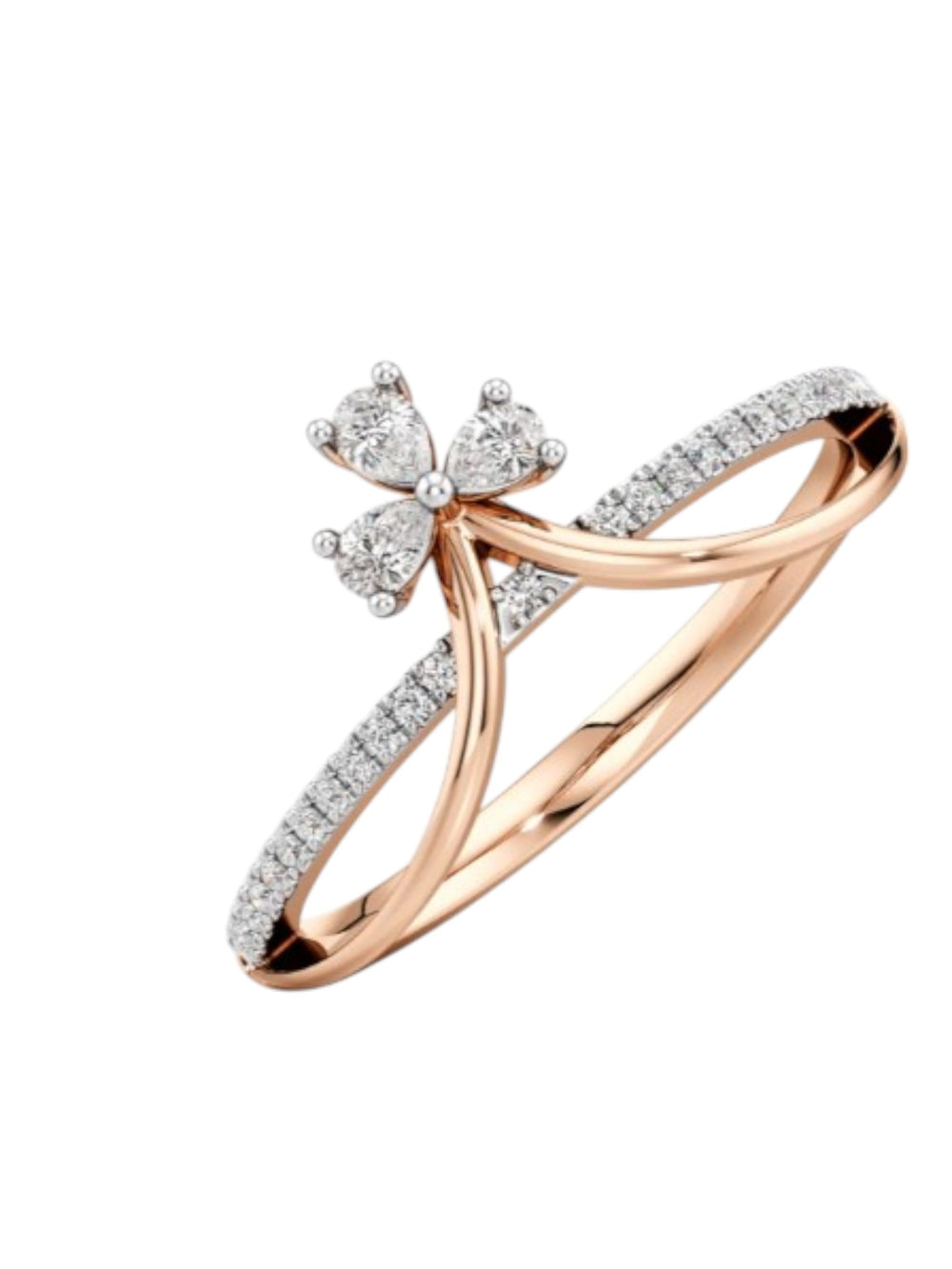 Miss Twist High Statement Sterling Silver Rose Gold Plated CZ Stone Light Weight Ring For Women By Kesardeep