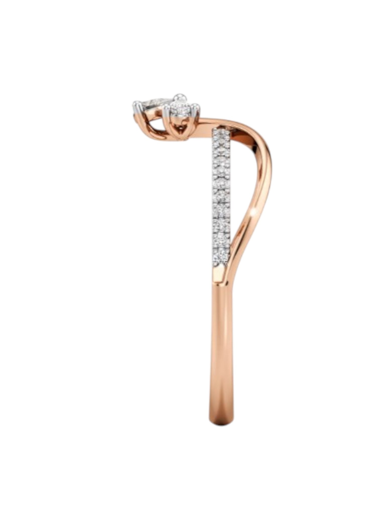 Miss Twist High Statement Sterling Silver Rose Gold Plated CZ Stone Light Weight Ring For Women By Kesardeep