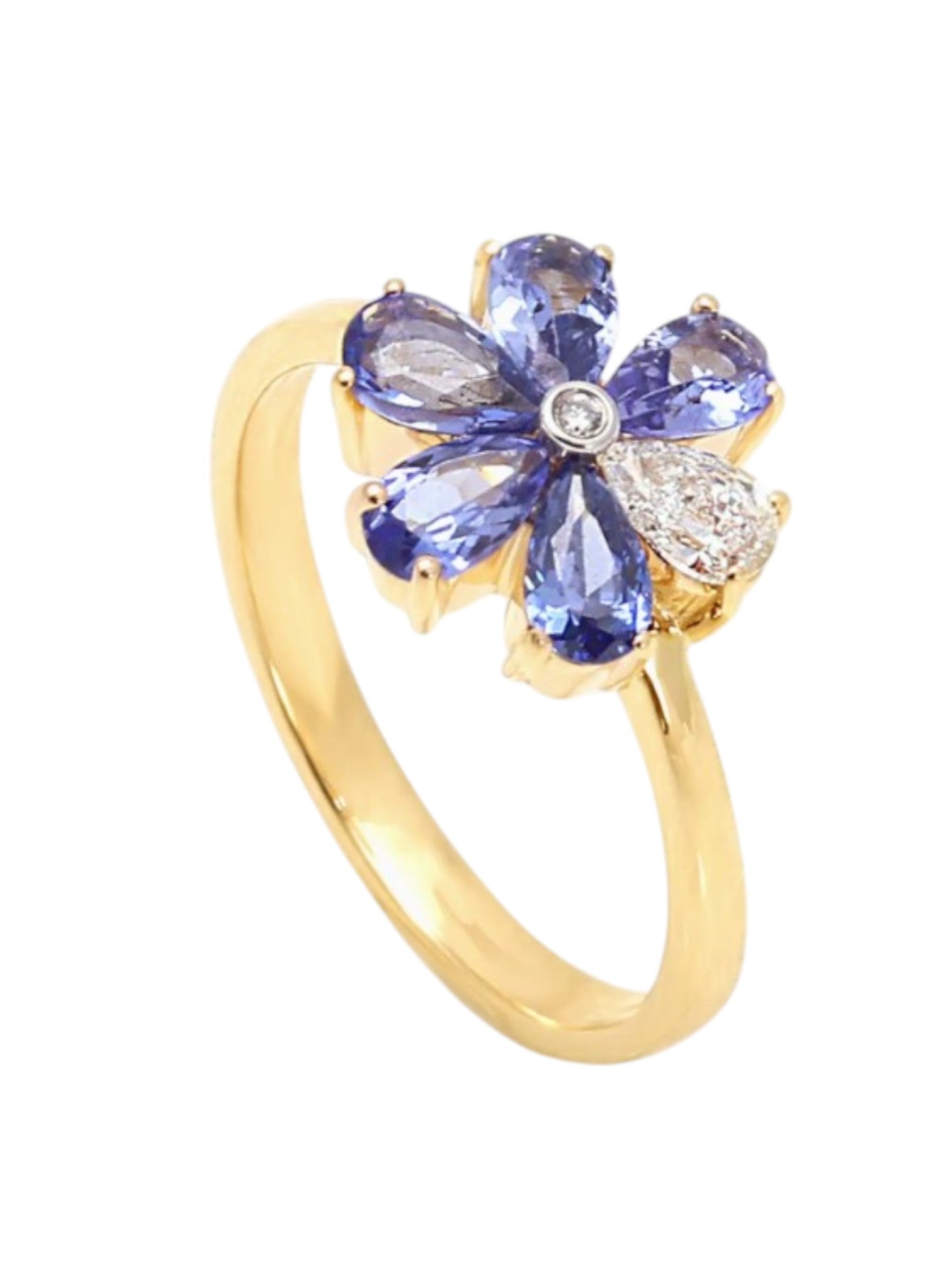 Flower Shaped 925 Silver Gold Plated CZ Stone Light Weight Band For Women By Kesardeep
