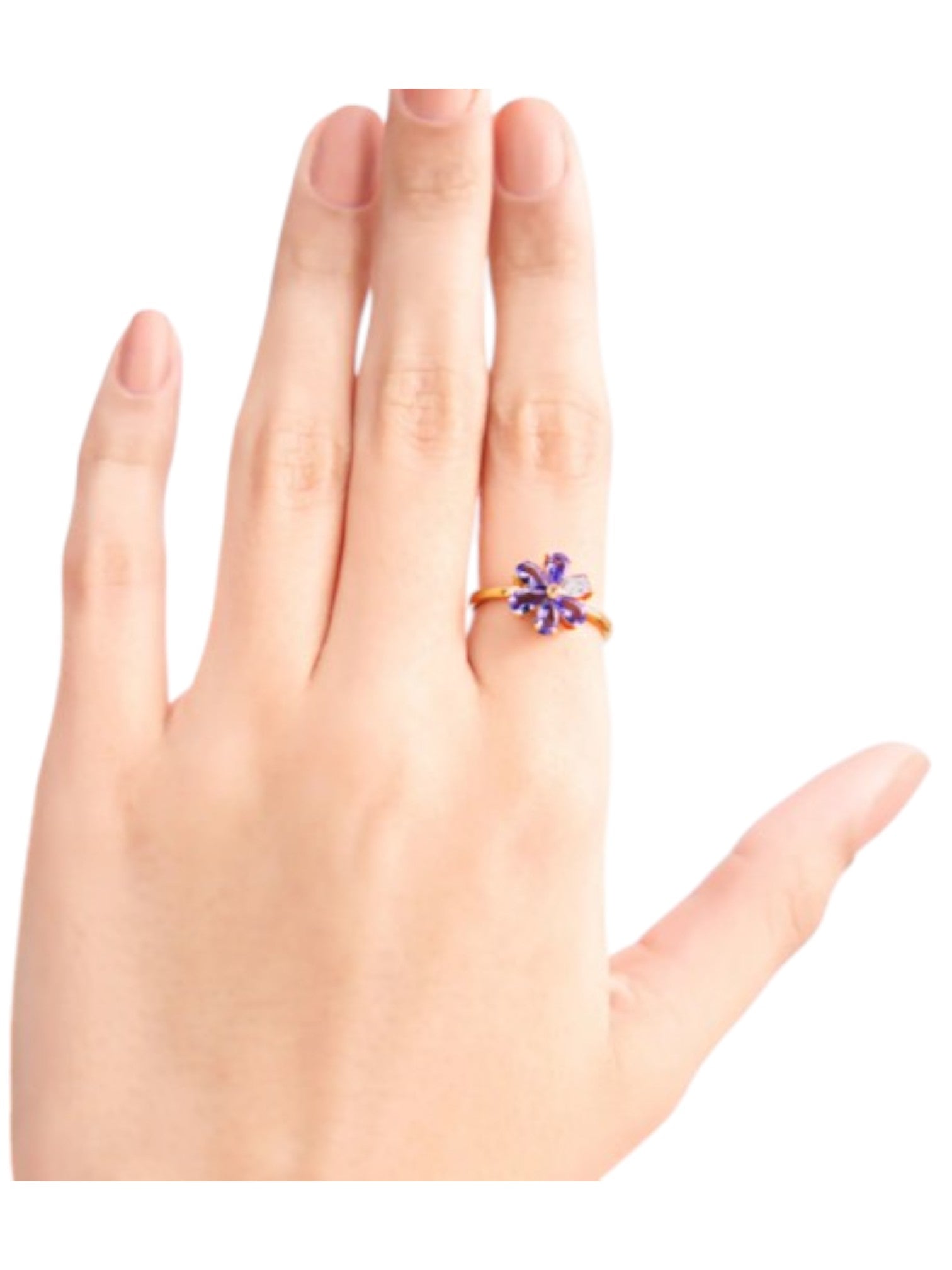 Flower Shaped 925 Silver Gold Plated CZ Stone Light Weight Band For Women By Kesardeep