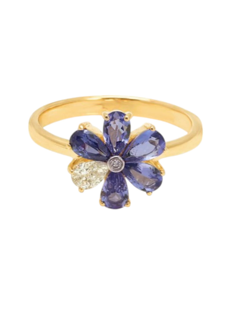 Flower Shaped 925 Silver Gold Plated CZ Stone Light Weight Band For Women By Kesardeep