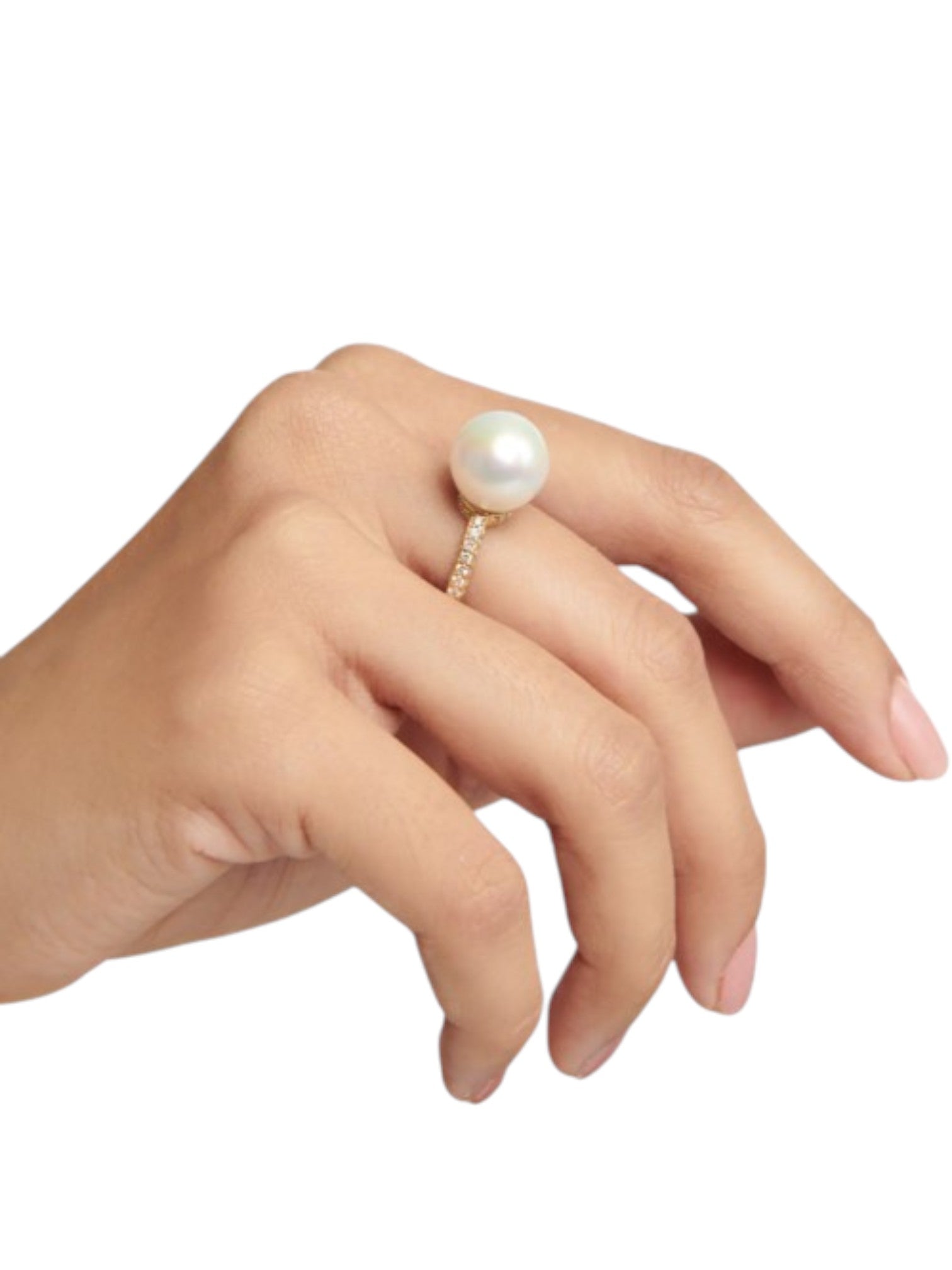 Pearl 925 Sterling Silver Gold Plated CZ Stone Light Weight Ring For Women By Kesardeep