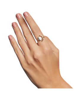 925 Sterling Silver Gold Plated CZ Stone Light Weight Ring For Women By Kesardeep
