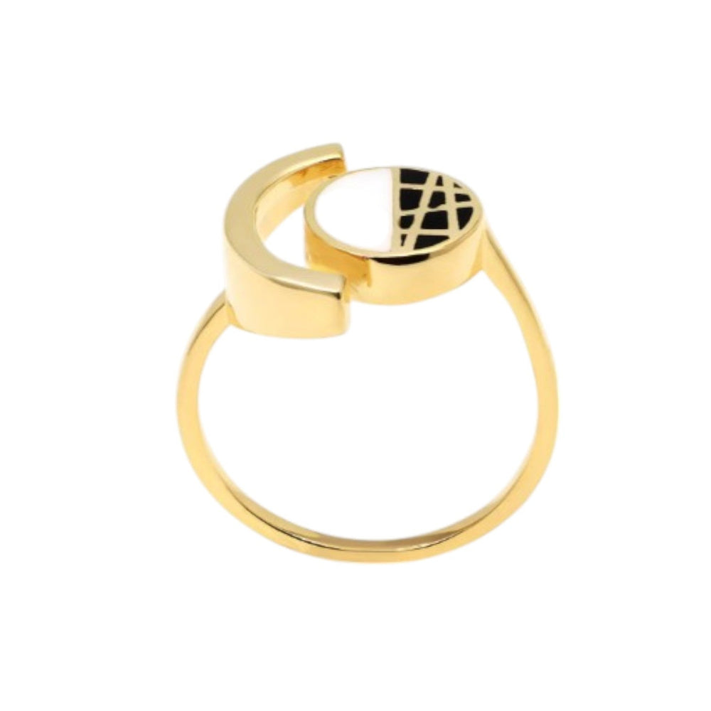 925 Sterling Silver Gold Plated CZ Stone Light Weight Ring For Women By Kesardeep