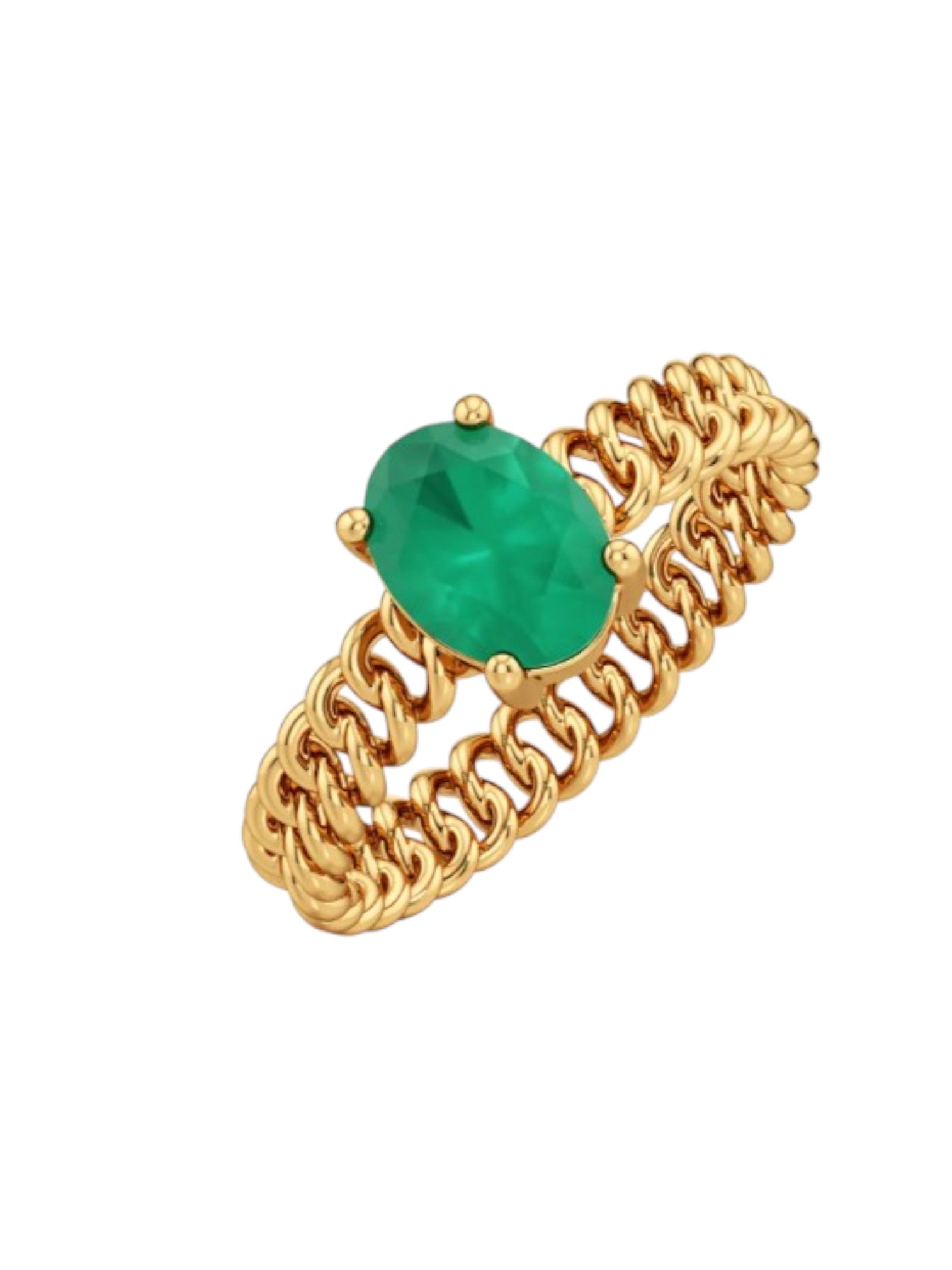 Green Glam Statement 925 Silver Gold Plated CZ Stone Light Weight Ring For Women By Kesardeep