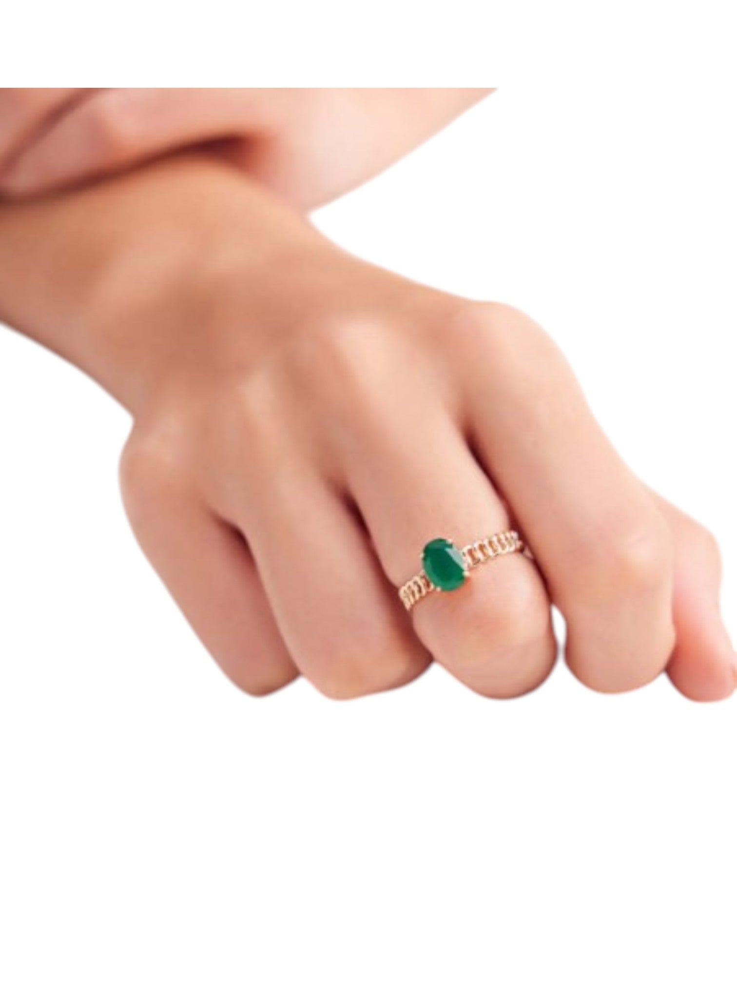 Green Glam Statement 925 Silver Gold Plated CZ Stone Light Weight Ring For Women By Kesardeep