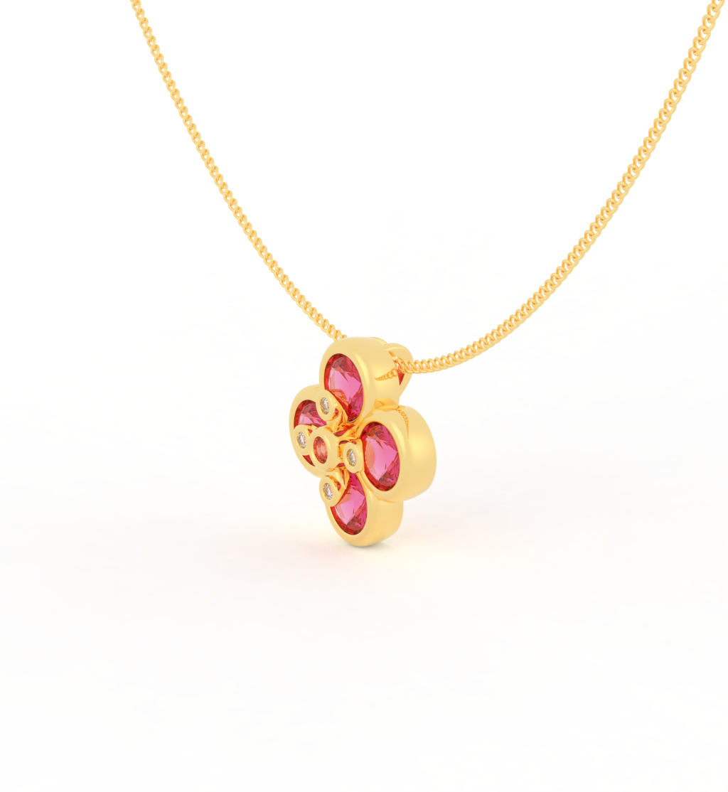 Stylish Flower Pendant Witch Chain, Hallmarked 925 Sterling Silver - sitabo