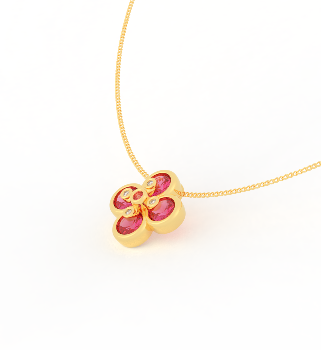 Stylish Flower Pendant Witch Chain, Hallmarked 925 Sterling Silver - sitabo