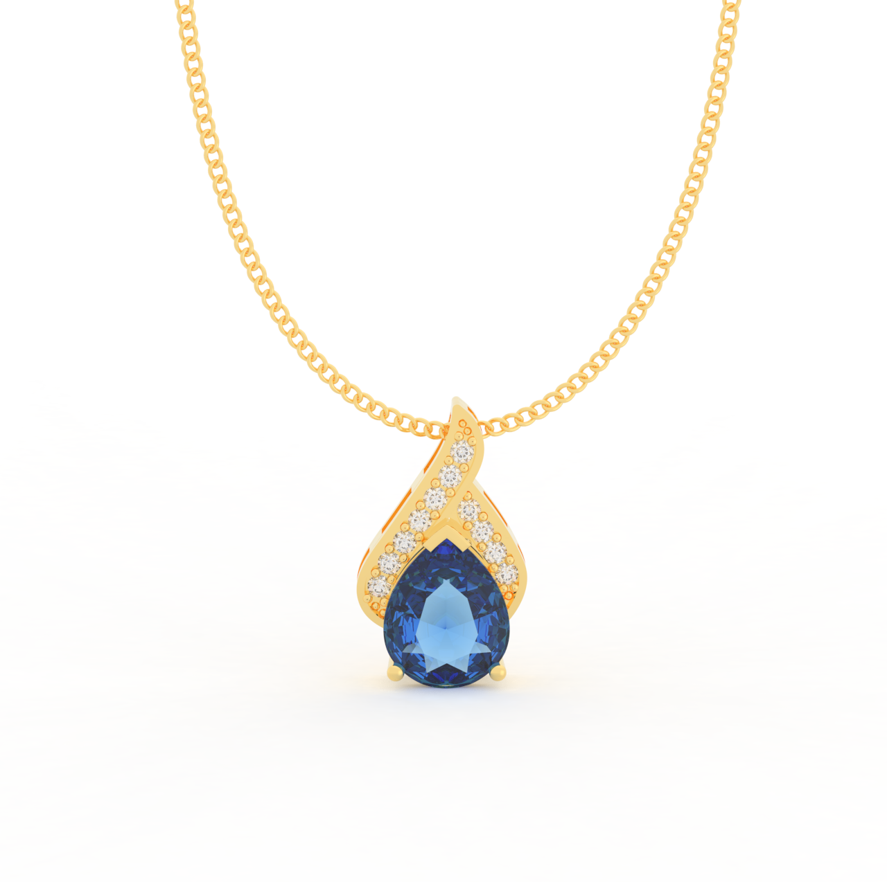 Luxurius Blue Gemstone Pendant With Chain, Hallmarked 925 Sterling Silver - sitabo