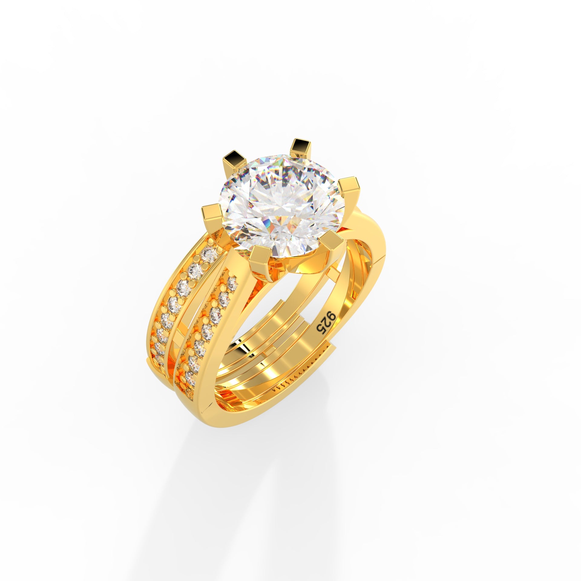 Twin Sparkling Solitaire Ring – Hallmarked 925 Sterling Silver  by Kesardeep