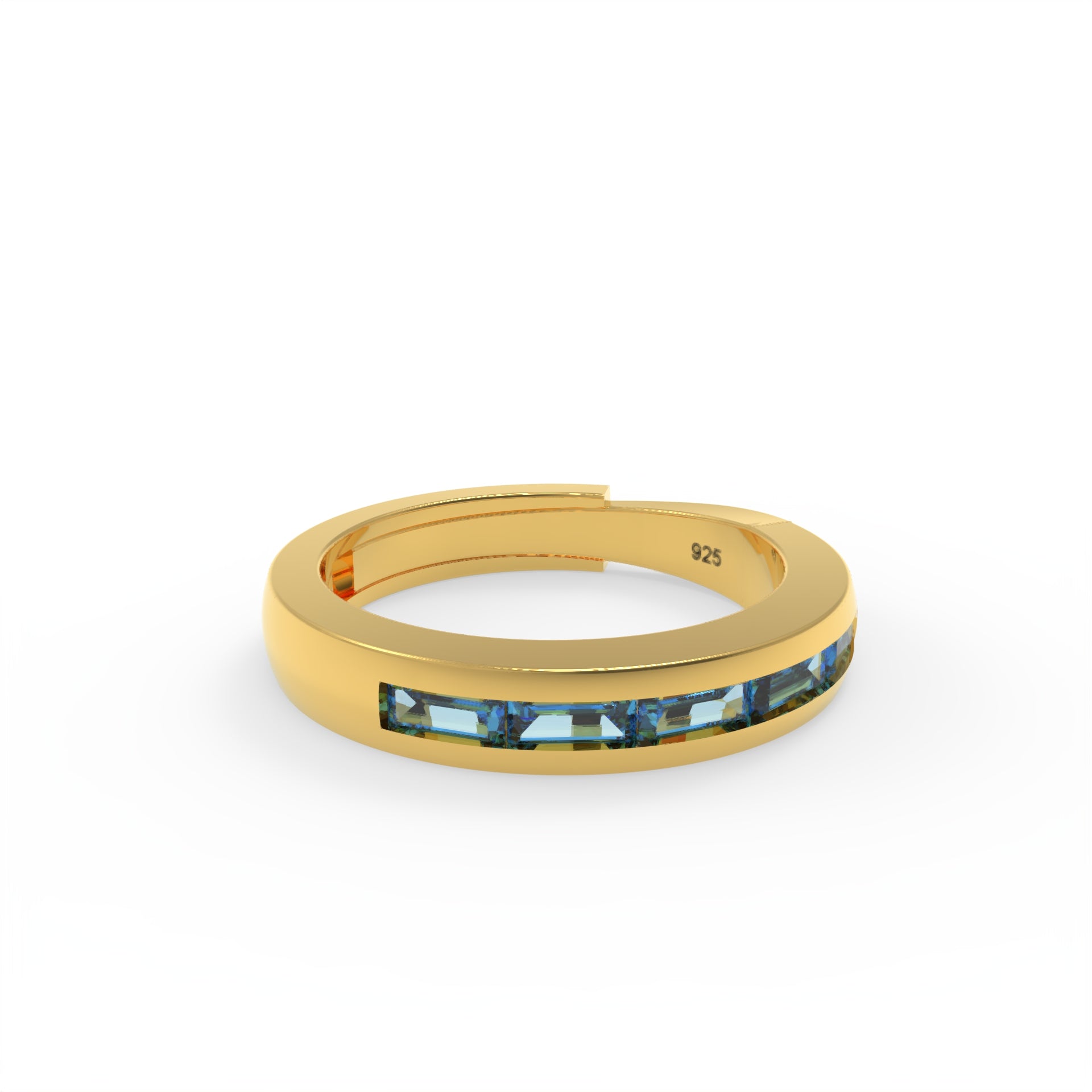 Elegant L Blue Topaz Ring – Round Design in Hallmarked 925 Sterling Silver by Kesardeep