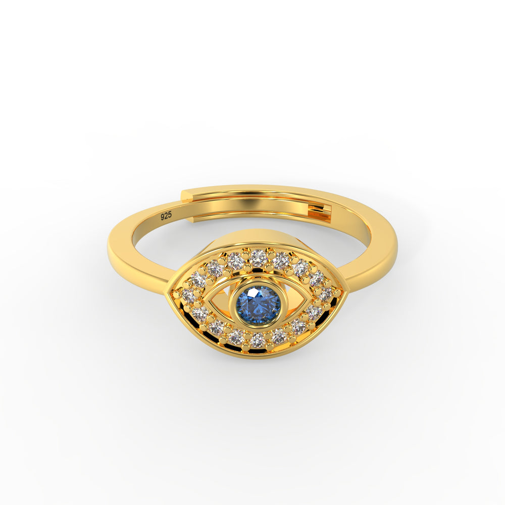 Blue Evil Eye Ring – 925 Hallmarked Silver for Women by Kesardeep