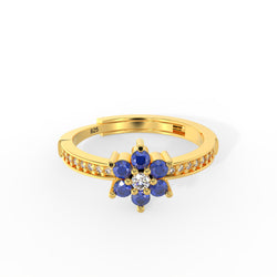 Legant Blue Stone Flower Ring – Hallmarked 925 Silver Charm  by Kesardeep