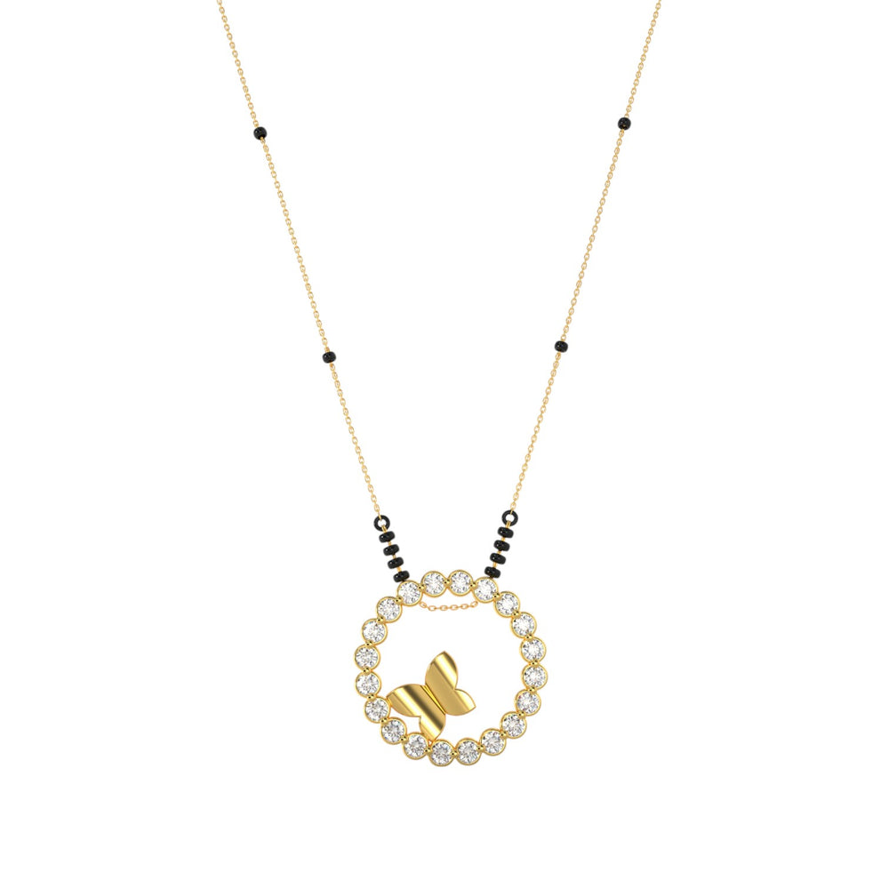 Classic 925 Sterling Silver Butterfly Gold Plated CZ Stone Or Mangalsutra for Women By Kesardeep