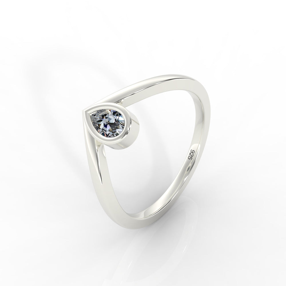Dainty Diamond Chevron Ring For Her, Hallmarked 925 Sterling Silver - sitabo