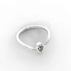 Dainty Diamond Chevron Ring For Her, Hallmarked 925 Sterling Silver - sitabo