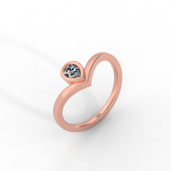 Dainty Diamond Chevron Ring For Her, Hallmarked 925 Sterling Silver - sitabo