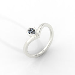 Dainty Diamond Chevron Ring For Her, Hallmarked 925 Sterling Silver - sitabo