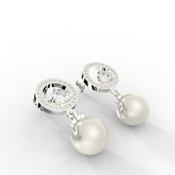 Natural Pearl Drop Earrings Gifts For Mother, Hallmarked 925 Sterling Silver - sitabo