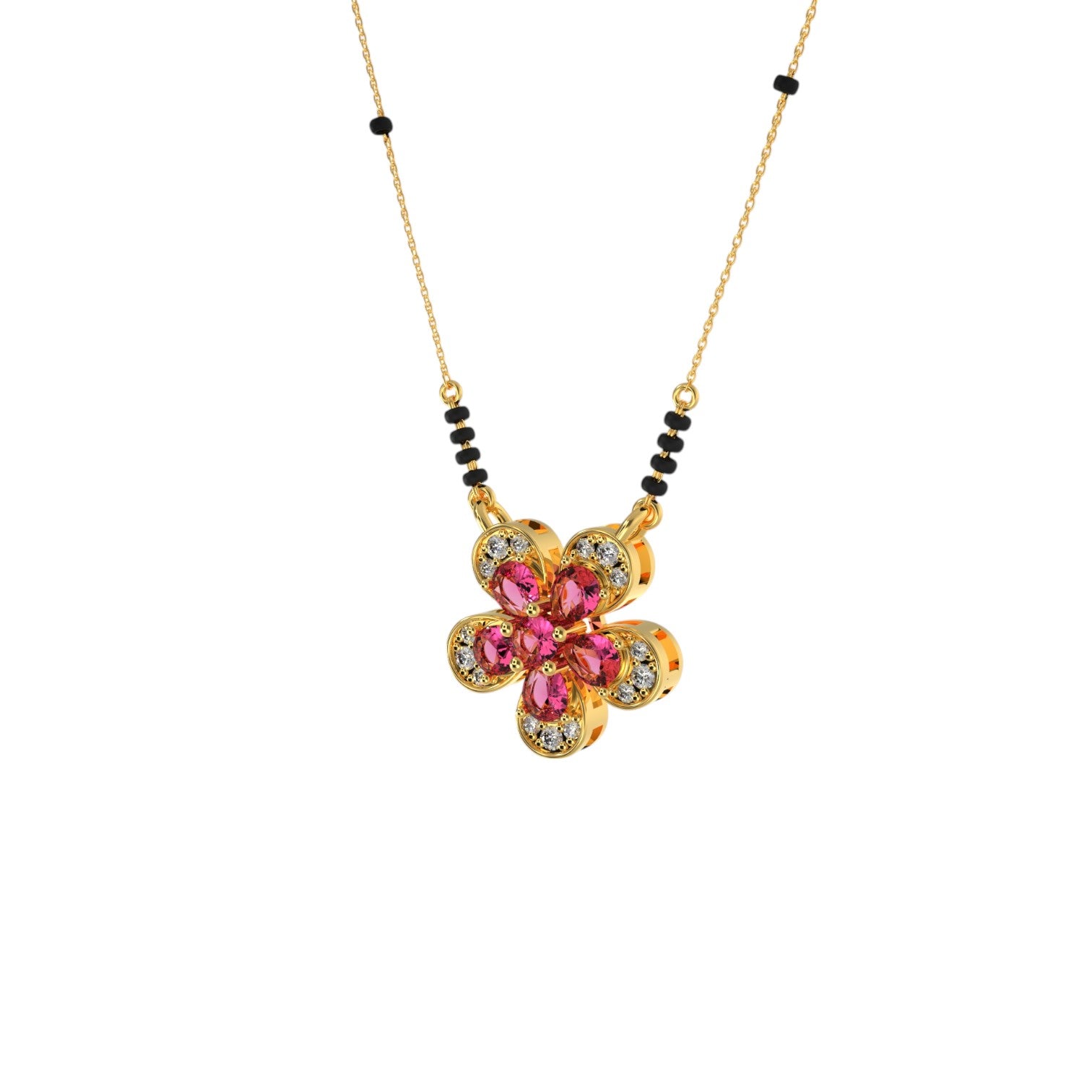Flower Classic 925 Sterling Silver Gold Plated CZ Stone Or Mangalsutra for Women By Kesardeep