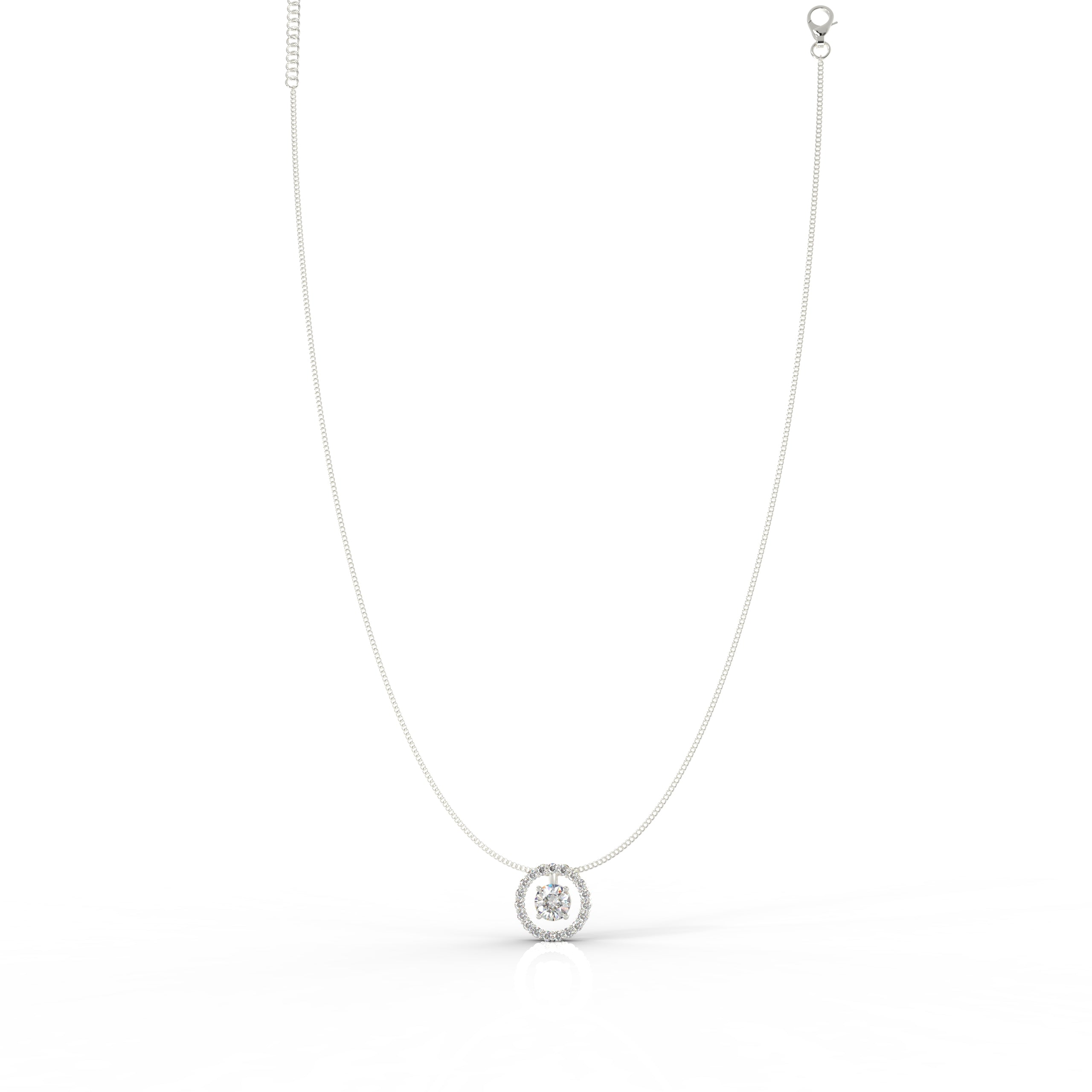 Dazzling Solitaire Circle Shaped Pendant With Chain- Hallmarked 925 Sterling Silver - sitabo