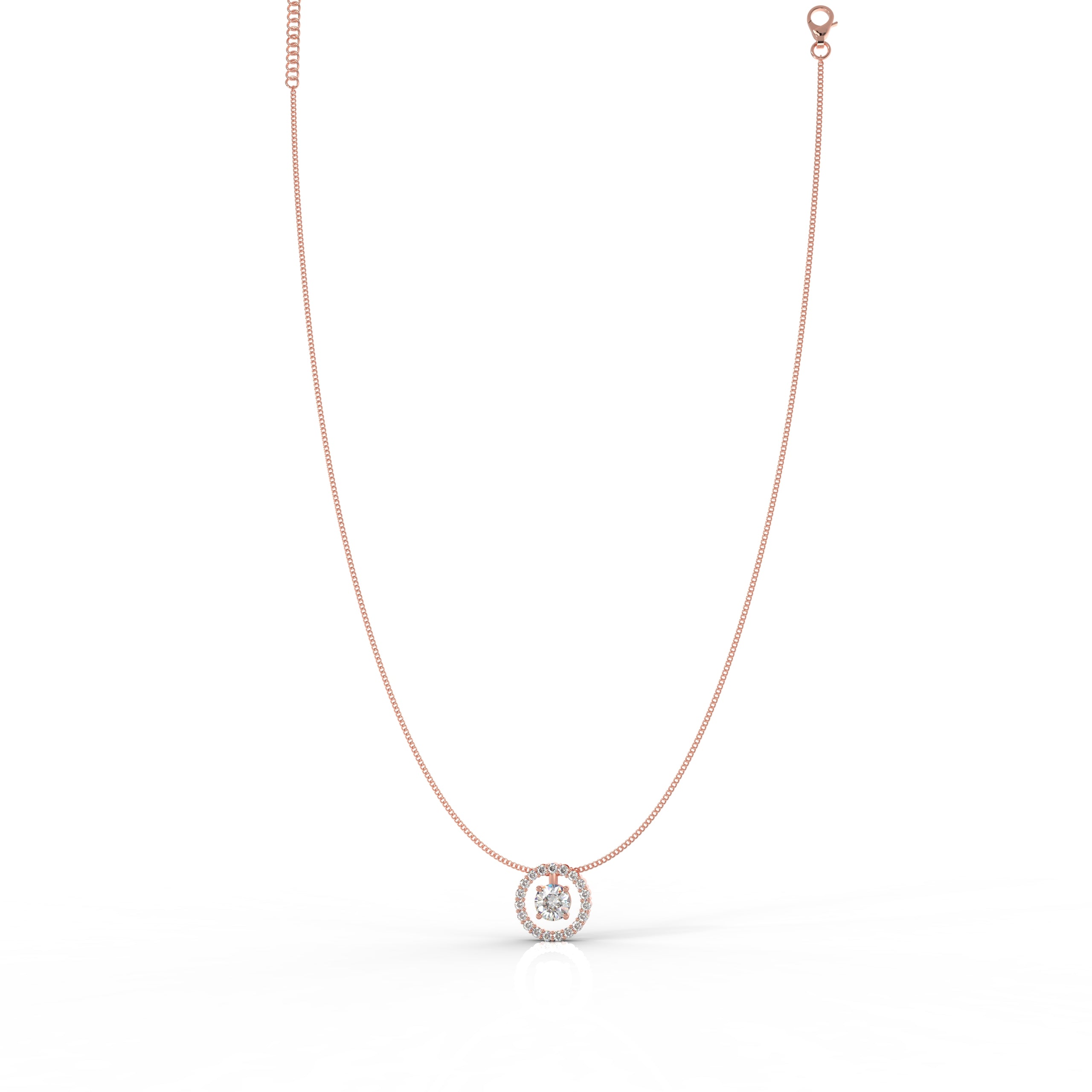 Dazzling Solitaire Circle Shaped Pendant With Chain- Hallmarked 925 Sterling Silver - sitabo