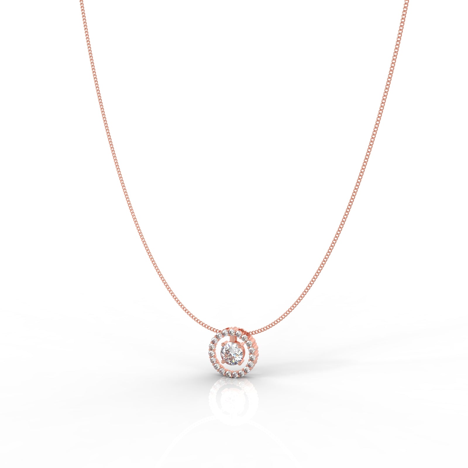 Dazzling Solitaire Circle Shaped Pendant With Chain- Hallmarked 925 Sterling Silver - sitabo