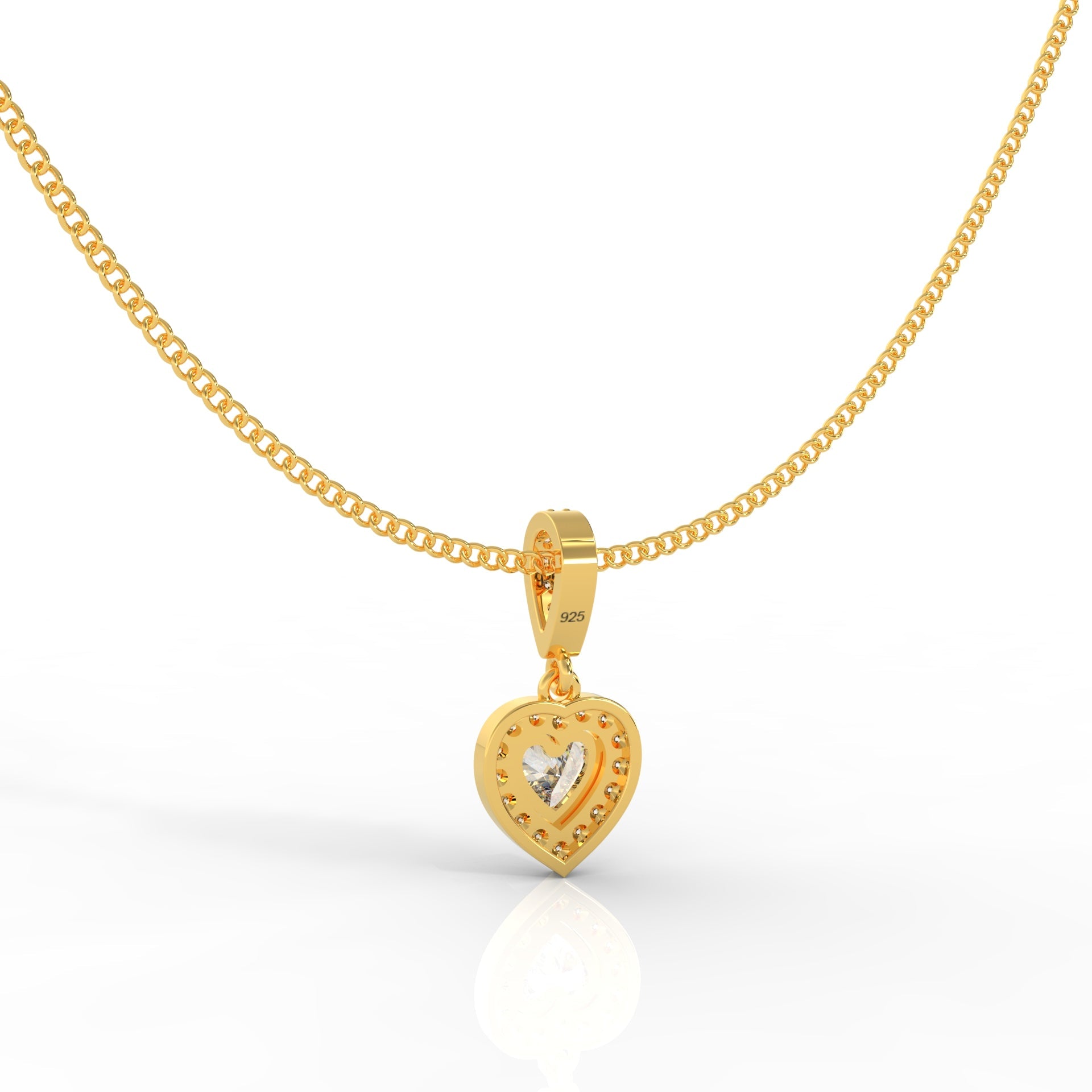 Heart in Heart Shape Pendant- Hallmarked 925 Sterling Silver - sitabo