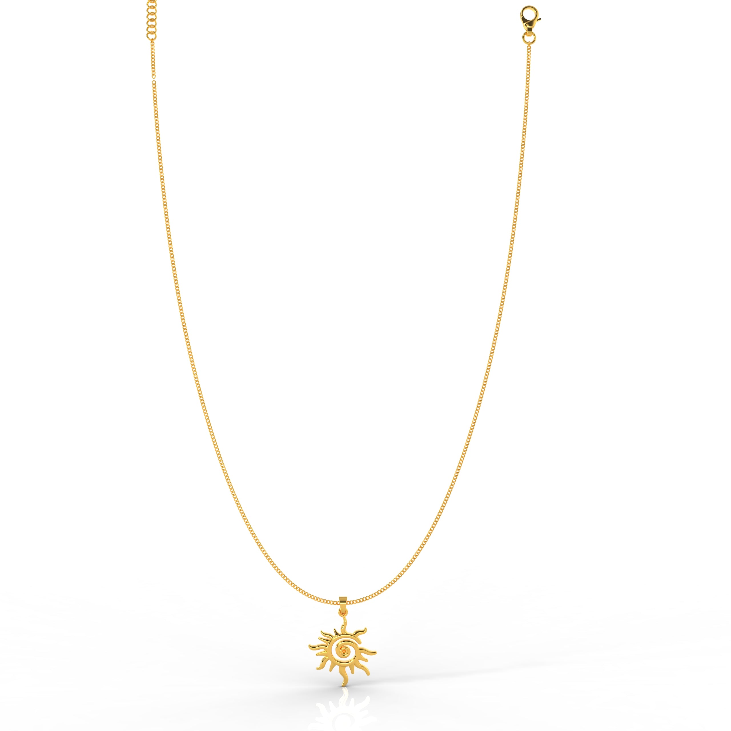 Bright Sun Minimal Pendant With Chain, Hallmarked 925 Sterling Silver - sitabo