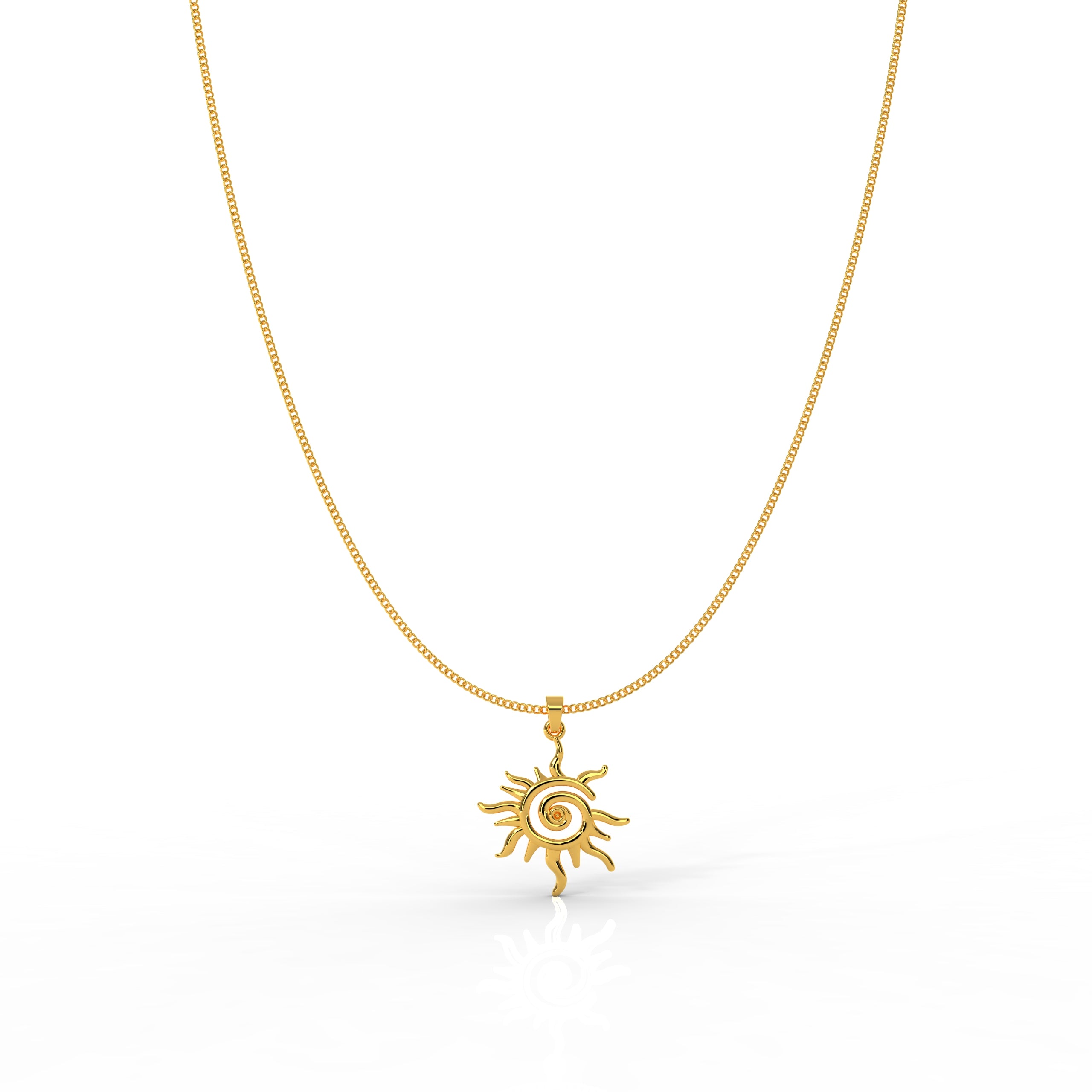 Bright Sun Minimal Pendant With Chain, Hallmarked 925 Sterling Silver - sitabo