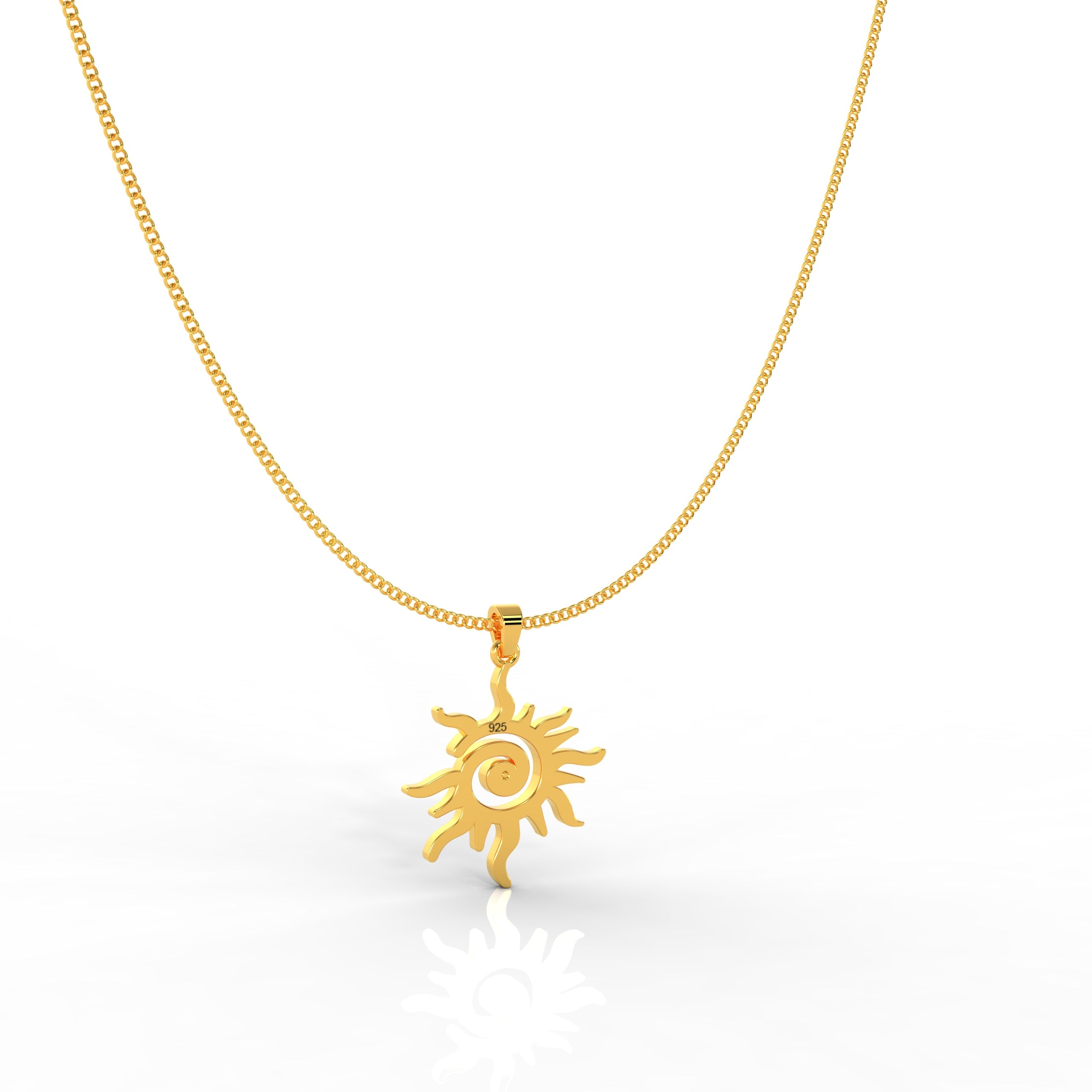 Bright Sun Minimal Pendant With Chain, Hallmarked 925 Sterling Silver - sitabo